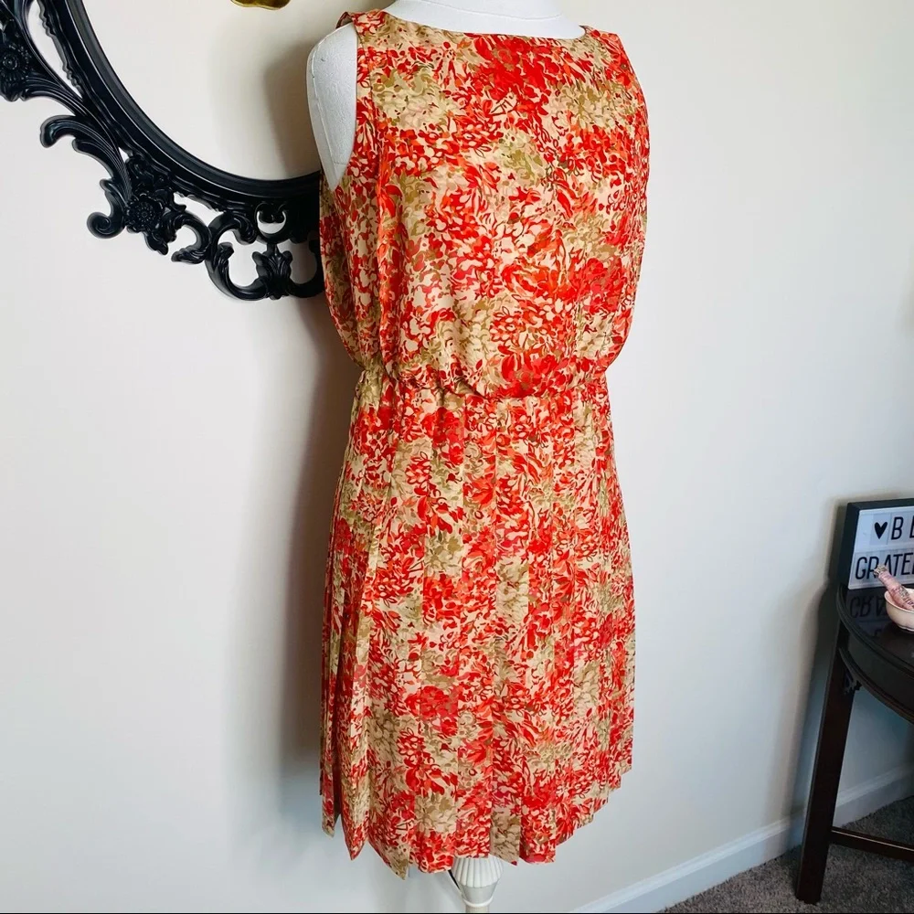 Lauren by Ralph Lauren Coral & Tan Floral Print Dress - Picture 2 of 6